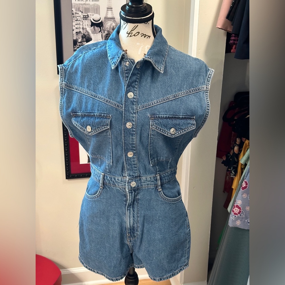 Zara Blue Denim Jumpsuit
